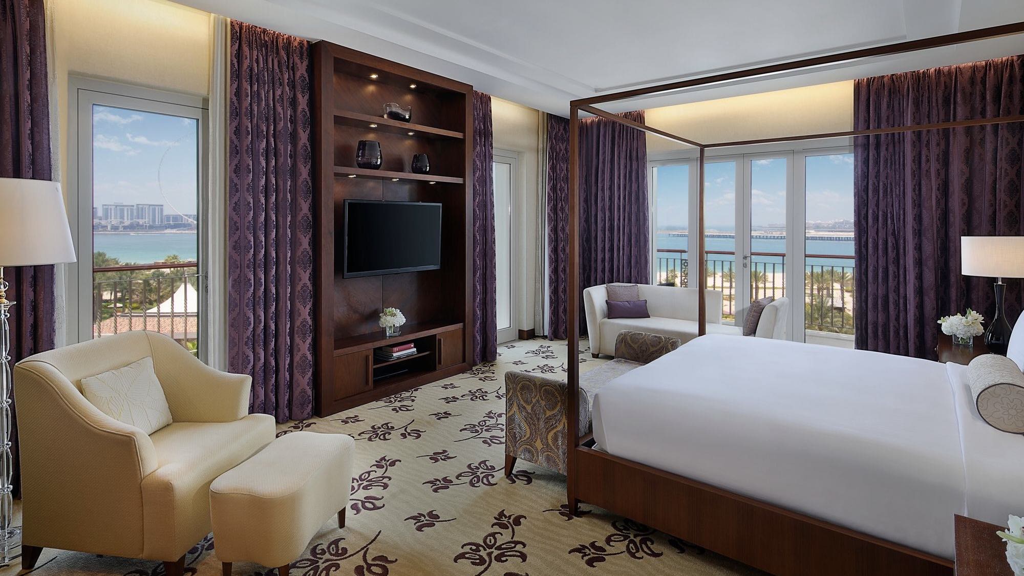 The Ritz-Carlton, Dubai bedroom with view one of the best 5-star hotels in Dubai